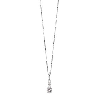 Brilliant Embers Sterling Silver Rhodium-plated 3 Stone 18 inch Micro Pavé CZ Necklace with 2 Inch Extender — alternate view