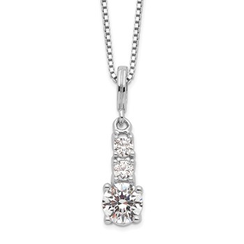 Brilliant Embers Sterling Silver Rhodium-plated 3 Stone 18 inch Micro Pavé CZ Necklace with 2 Inch Extender