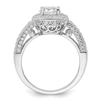 Brilliant Embers Sterling Silver Rhodium-plated 81 Stone Halo Micro Pavé CZ Ring — alternate view