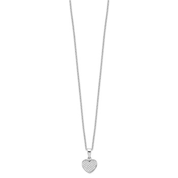 Brilliant Embers Sterling Silver Rhodium-plated 44 Stone 18 inch Micro Pavé CZ Heart Necklace with 2 Inch Extender — alternate view