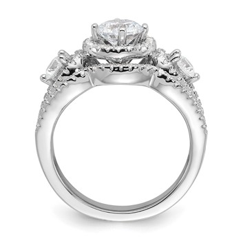 Brilliant Embers Sterling Silver Rhodium-plated 93 Stone Micro Pavé CZ 2-piece Wedding Set — alternate view