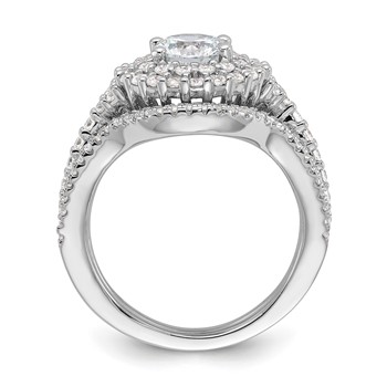 Brilliant Embers Sterling Silver Rhodium-plated 86 Stone Micro Pavé CZ 2-piece Wedding Set — alternate view