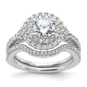 Brilliant Embers Sterling Silver Rhodium-plated 86 Stone Micro Pavé CZ 2-piece Wedding Set