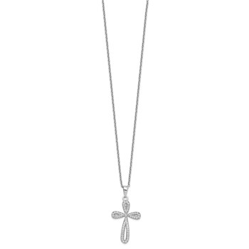 Brilliant Embers Sterling Silver Rhodium-plated 55 Stone 18 inch Micro Pavé CZ Cross Necklace with 2 Inch Extender — alternate view