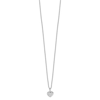 Brilliant Embers Sterling Silver Rhodium-plated 21 Stone 18 inch Micro Pavé CZ Heart Necklace with 2 Inch Extender — alternate view
