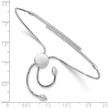 Brilliant Embers Sterling Silver Rhodium-plated 46 Stone Micro Pavé CZ Adjustable Bracelet — alternate view