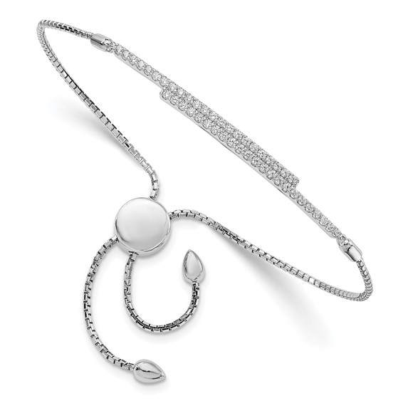 Sterling Micro CZ Adjustable Bolo Bracelet