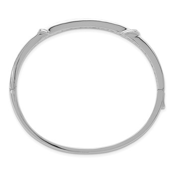 Brilliant Embers Sterling Silver Rhodium-plated 202 Stone Micro Pavé CZ Buckle Hinged Bangle — alternate view