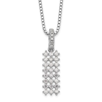 Brilliant Embers Sterling Silver Rhodium-plated 31 Stone 18 inch Micro Pavé CZ Necklace with 2 Inch Extender