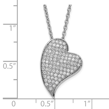 Brilliant Embers Sterling Silver Polished CZ Heart w/ 2in ext Necklace — alternate view