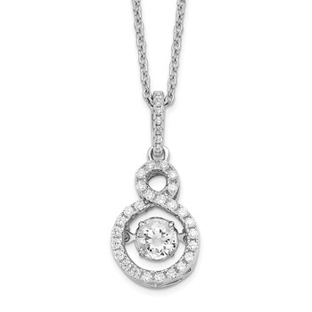 Brilliant Embers Sterling Silver Rhodium-plated 34 Stone with Moving Center Vibrant CZ and Micro Pavé CZ Infinity Necklace with 2 Inch Extender