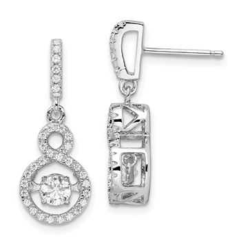 Brilliant Embers Sterling Silver Rhodium-plated 66 Stone CZ Moving Center Vibrant CZ with Micro Pavé CZ Infinity Dangle Post Earrings