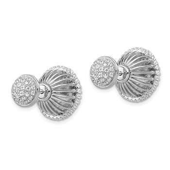 Brilliant Embers Sterling Silver Rhodium-plated 130 Stone Front Back Micro Pavé CZ Earrings — alternate view