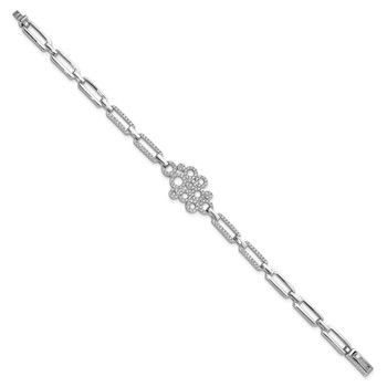 Brilliant Embers Sterling Silver Rhodium-plated 164 stone 7 inch with Box Catch Clasp Micro Pavé CZ Bracelet — alternate view