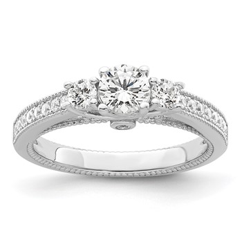 Brilliant Embers Sterling Silver Rhodium-plated 21 Stone Micro Pavé CZ Ring