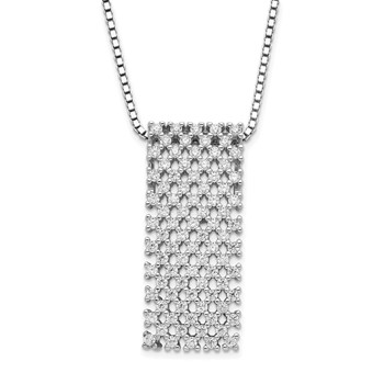 Brilliant Embers Sterling Silver Polished CZ w/ 2in ext Necklace