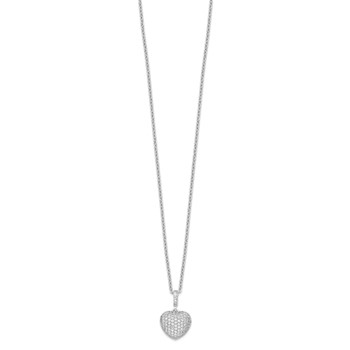 Brilliant Embers Sterling Silver Rhodium-plated 74 Stone 18 inch Micro Pavé CZ Heart Necklace with 2 Inch Extender — alternate view