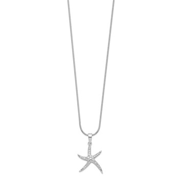 Brilliant Embers Sterling Silver Rhodium-plated 31 Stone 18 inch Micro Pavé CZ Starfish Necklace with 2 Inch Extender — alternate view