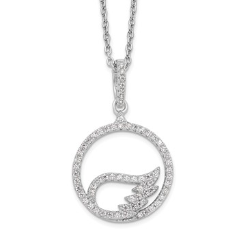 Brilliant Embers Sterling Silver Rhodium-plated 67 Stone 18 inch Micro Pavé CZ Wing Necklace with 2 Inch Extender