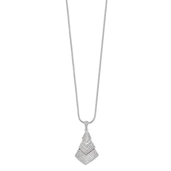 Brilliant Embers Sterling Silver Rhodium-plated 153 Stone 18 inch Micro Pavé CZ Necklace with 2 Inch Extender — alternate view