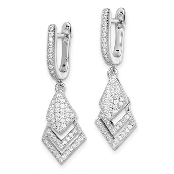 Brilliant Embers Sterling Silver Rhodium-plated 114 Stone Micro Pavé CZ Hinged Dangle Earrings — alternate view