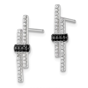 Brilliant Embers Sterling Silver Rhodium-plated 72 Stone Black Spinel and Micro Pavé CZ Earrings — alternate view
