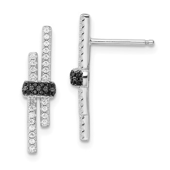 Brilliant Embers Sterling Silver Rhodium-plated 72 Stone Black Spinel and Micro Pavé CZ Earrings