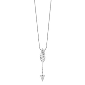 Brilliant Embers Sterling Silver Rhodium-plated 24 Stone 18 inch Micro Pavé CZ Arrow Necklace with 2 Inch Extender — alternate view
