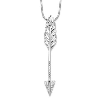 Brilliant Embers Sterling Silver Rhodium-plated 24 Stone 18 inch Micro Pavé CZ Arrow Necklace with 2 Inch Extender