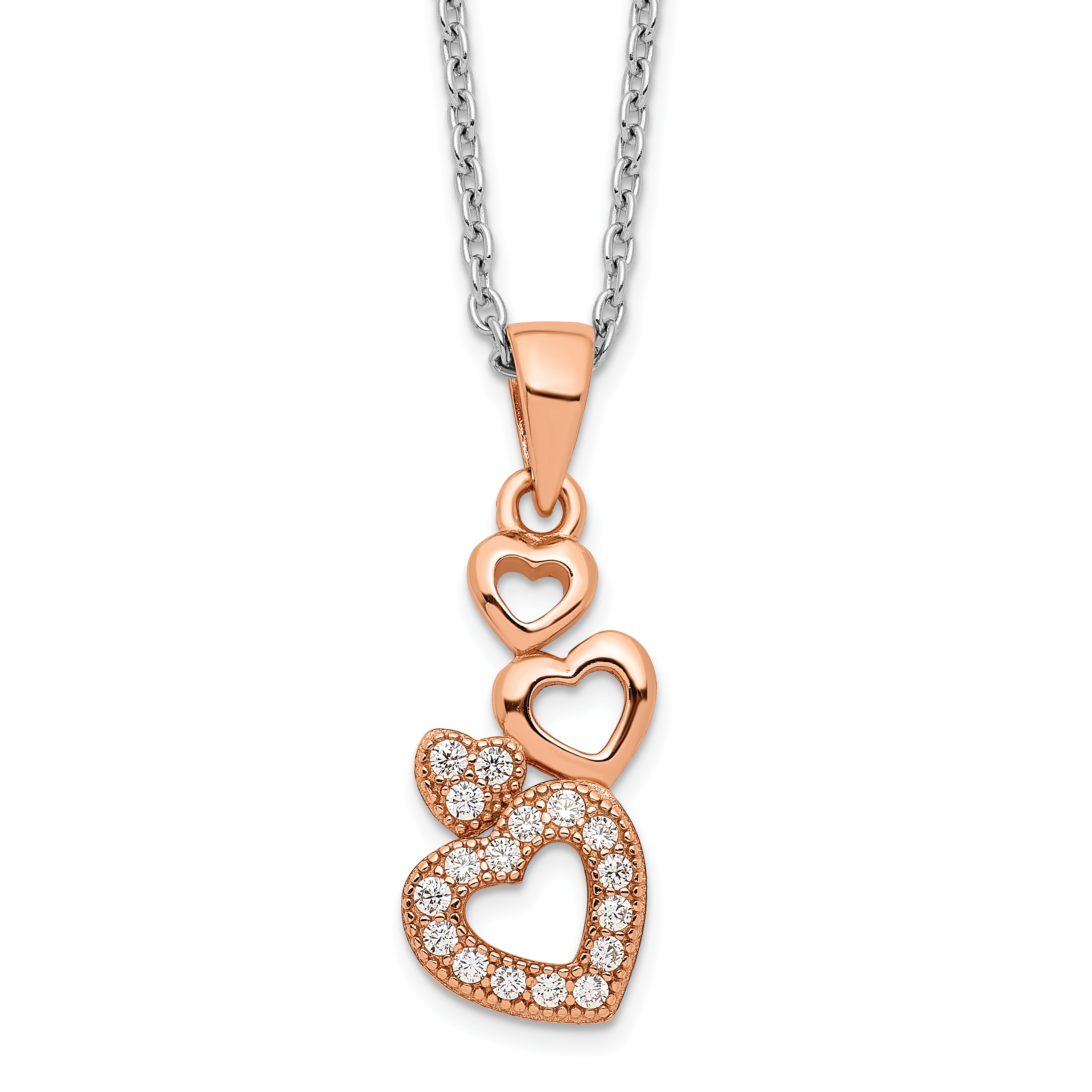 Sterling Silver Studded Linked Hearts Pendant – VOYLLA