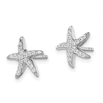 Brilliant Embers Sterling Silver Rhodium-plated 336 Stone Micro Pavé CZ Starfish Post Earrings — alternate view