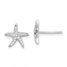 Image of Brilliant Embers Sterling Silver Rhodium-plated 336 Stone Micro Pavé CZ Starfish Post Earrings