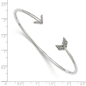 Brilliant Embers Sterling Silver Rhodium-plated 33 Stone Micro Pavé CZ Arrow Bangle — alternate view