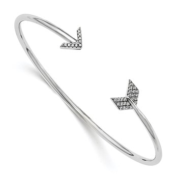 Brilliant Embers Sterling Silver Rhodium-plated 33 Stone Micro Pavé CZ Arrow Bangle