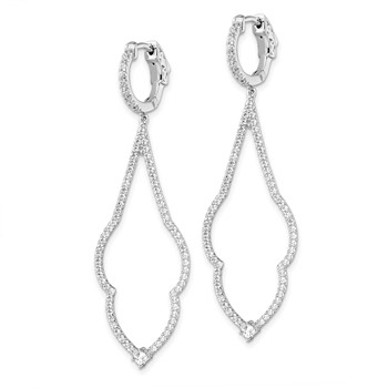Brilliant Embers Sterling Silver Rhodium-plated 156 Stone Micro Pavé CZ Hinged Hoop Dangle Earrings — alternate view