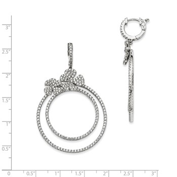 Sterling Silver Rhodium-plated CZ Hinged Hoop Dangle Earrings — alternate view