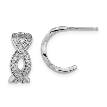 Sterling Silver Rhodium-plated CZ Post Earrings