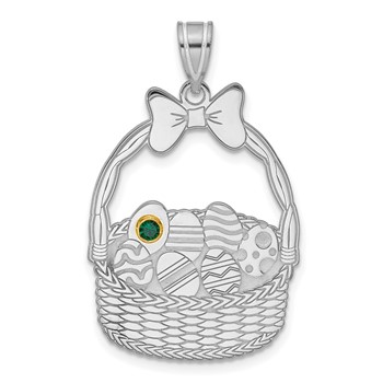 Sterling Silver 1 Birthstone with 14ky Bezel Easter Basket Pendant — alternate view