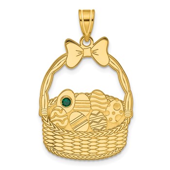 SSilver/Gold-Plated 1 Birthstone w/SSilver Bezel Easter Basket Pendan — alternate view