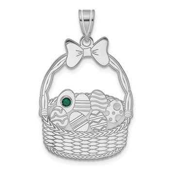 Sterling Silver 1 Birthstone with SSilver Bezel Easter Basket Pendant — alternate view