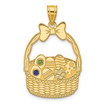SSilver/Gold-Plated 2 Birthstone w/SSilver Bezel Easter Basket Pendan — alternate view
