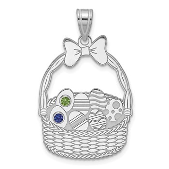 SSilver 2 Birthstone with SSilver Bezel Easter Basket Pendant — alternate view