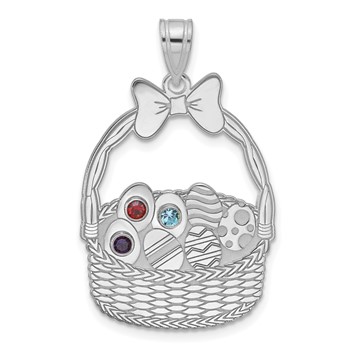 SSilver 3 Birthstone with SSilver Bezel Easter Basket Pendant — alternate view