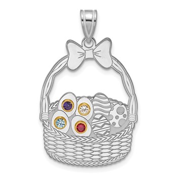 Sterling Silver 4 Birthstone with 14ky Bezel Easter Basket Pendant — alternate view