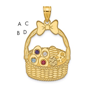 SSilver/Gold-Plated 4 Birthstone w/SSilver Bezel Easter Basket Pendant