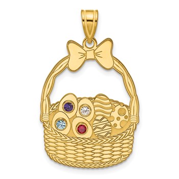 SSilver/Gold-Plated 4 Birthstone w/SSilver Bezel Easter Basket Pendant — alternate view