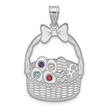 SSilver 4 Birthstone with SSilver Bezel Easter Basket Pendant — alternate view