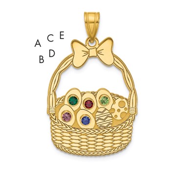 SSilver/Gold-Plated 5 Birthstone w/SSilver Bezel Easter Basket Pendan