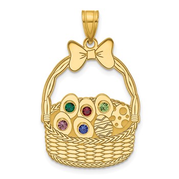 SSilver/Gold-Plated 5 Birthstone w/SSilver Bezel Easter Basket Pendan — alternate view