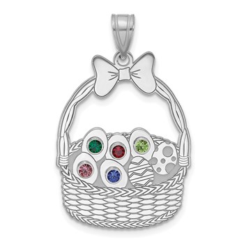 SSilver 5 Birthstone w/SSilver Bezel Easter Basket Pendant — alternate view